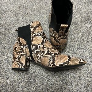 Lulu's Brown Snakeskin Ankle Booties